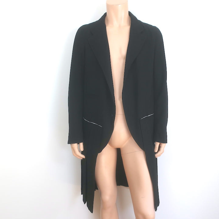 Comme des Garcons Homme Plus Pleated Long Jacket Black Wool Size Medium