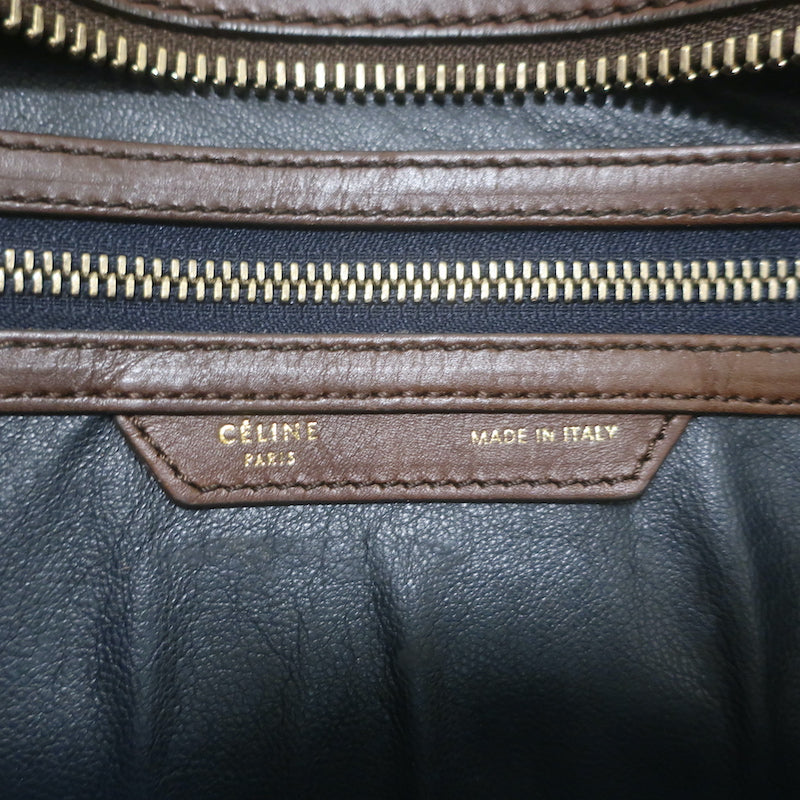 Celine Bicolor Large Luggage Tote Navy &amp; Dark Brown Leather Bag