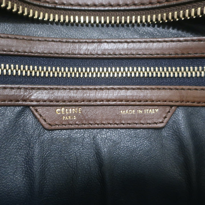 Celine Bicolor Large Luggage Tote Navy &amp; Dark Brown Leather Bag