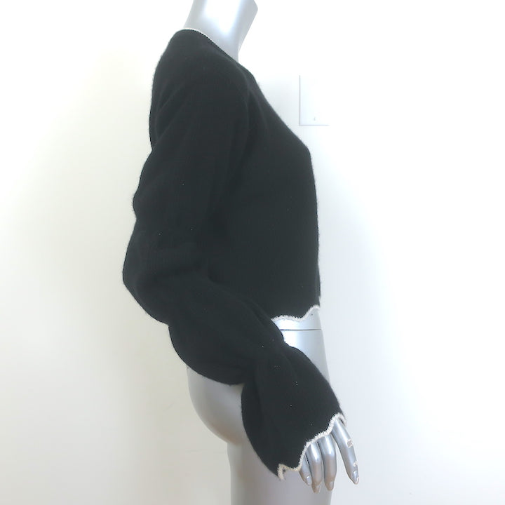 Alice + Olivia Foss Puff Sleeve Sweater Black Cashmere-Blend Size Extra Small
