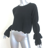 Alice + Olivia Foss Puff Sleeve Sweater Black Cashmere-Blend Size Extra Small