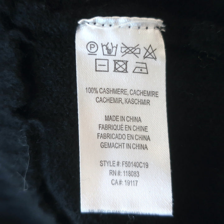 Minnie Rose cashmere frayed-edge crew sweater in black, authentic pre-owned and gently worn, size M