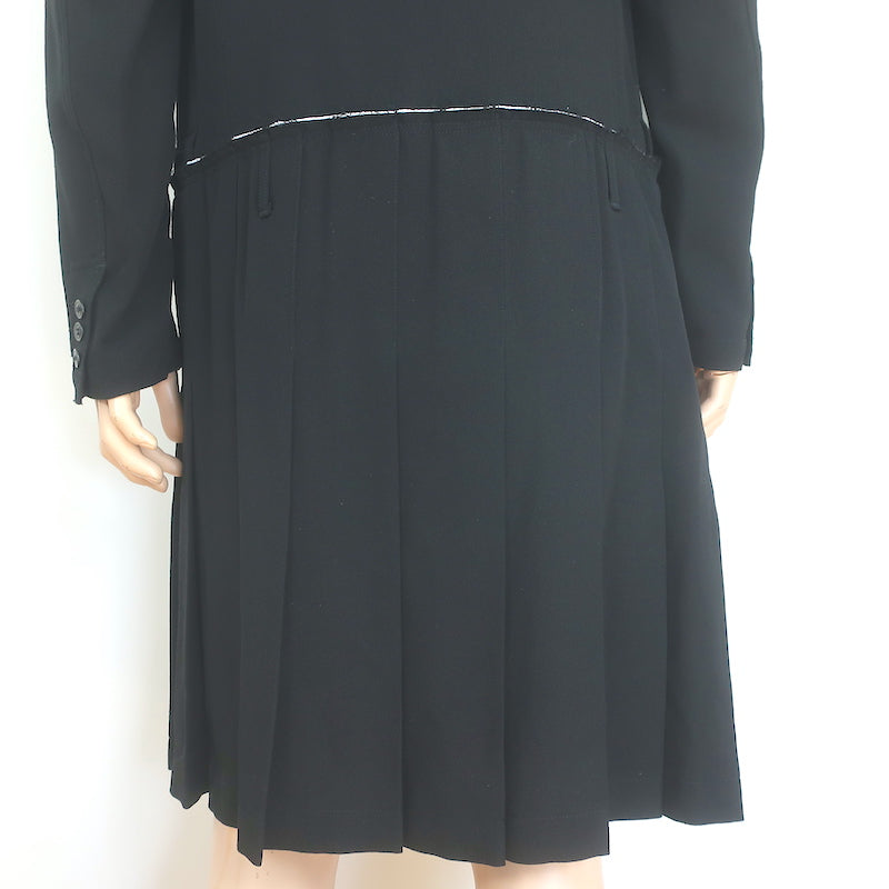 Comme des Garcons Homme Plus Pleated Long Jacket Black Wool Size Medium