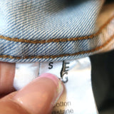 ANINE BING Distressed Denim Jacket Light Blue Stretch Cotton Size Small