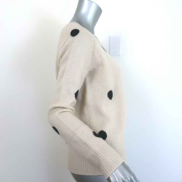 360 Cashmere Polka Dot Raglan Sweater Beige/Black Size Medium