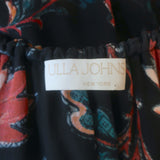 Ulla Johnson Skye Belted Off-Shoulder Midi Dress Black Floral Print Silk Size 6