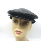 Hermes Leather Newsboy Cabbie Hat Black Size 61