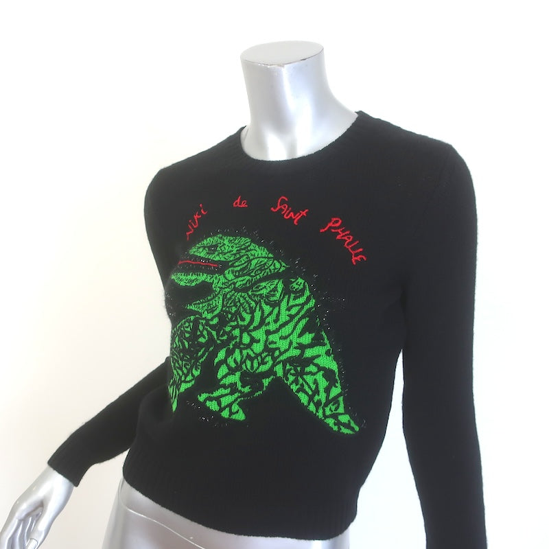 Christian Dior Cashmere Niki de Saint Phalle Dinosaur Sweater Black Size US 2