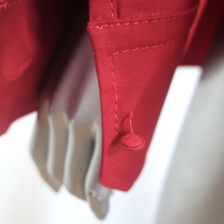 Valentino Rosette Collared Shirt Red Stretch Cotton Size 42 Long Sleeve Top
