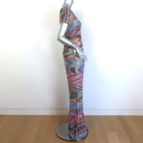 Missoni Mare Belted Open-Side Metallic Knit Maxi Dress Multicolor Size Medium