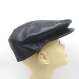 Hermes Leather Newsboy Cabbie Hat Black Size 61