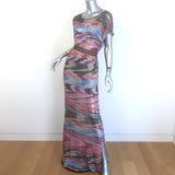 Missoni Mare Belted Open-Side Metallic Knit Maxi Dress Multicolor Size Medium