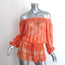 Poupette St Barth Off the Shoulder Mini Dress Orange Floral Print Silk Size 1