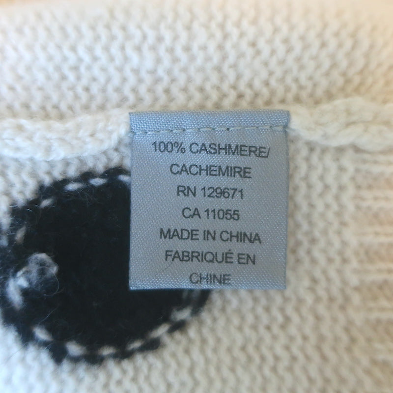 360 Cashmere Polka Dot Raglan Sweater Beige/Black Size Medium