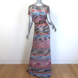 Missoni Mare Belted Open-Side Metallic Knit Maxi Dress Multicolor Size Medium