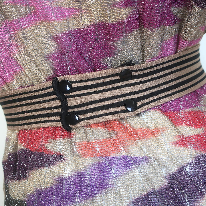 Missoni Mare Belted Open-Side Metallic Knit Maxi Dress Multicolor Size Medium