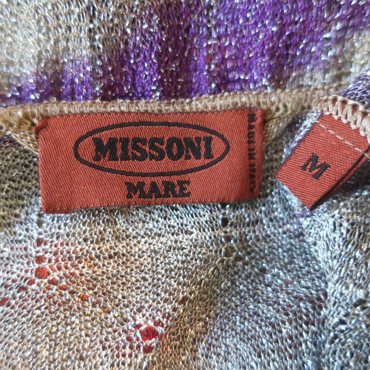 Missoni Mare Belted Open-Side Metallic Knit Maxi Dress Multicolor Size Medium