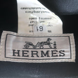 Hermes Leather Newsboy Cabbie Hat Black Size 61