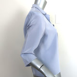 Peter Cohen Square Frolic Top Baby Blue Silk Size Small 3/4 Sleeve Blouse