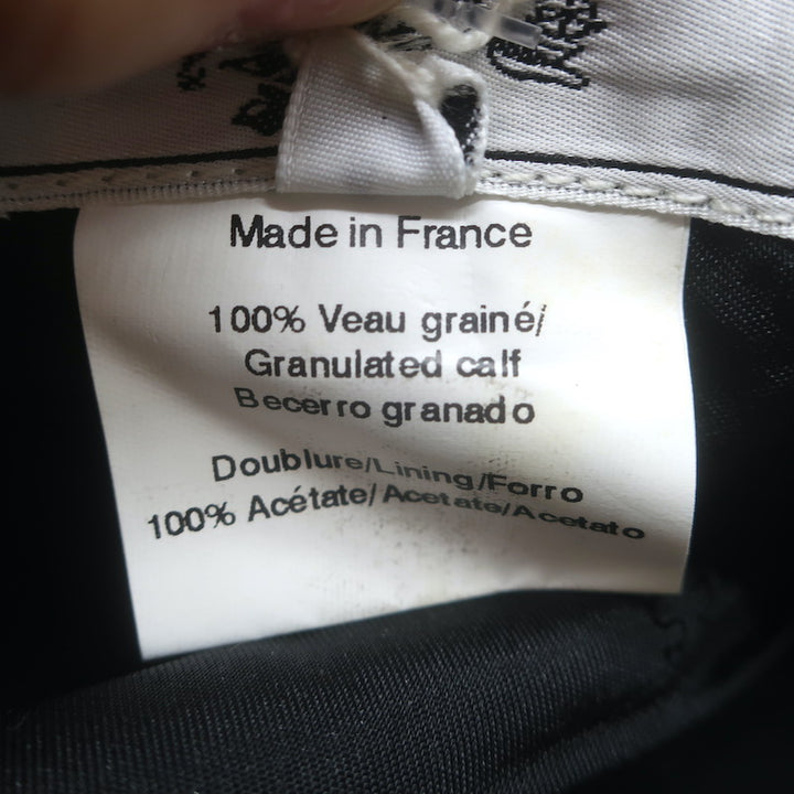 Hermes Leather Newsboy Cabbie Hat Black Size 61