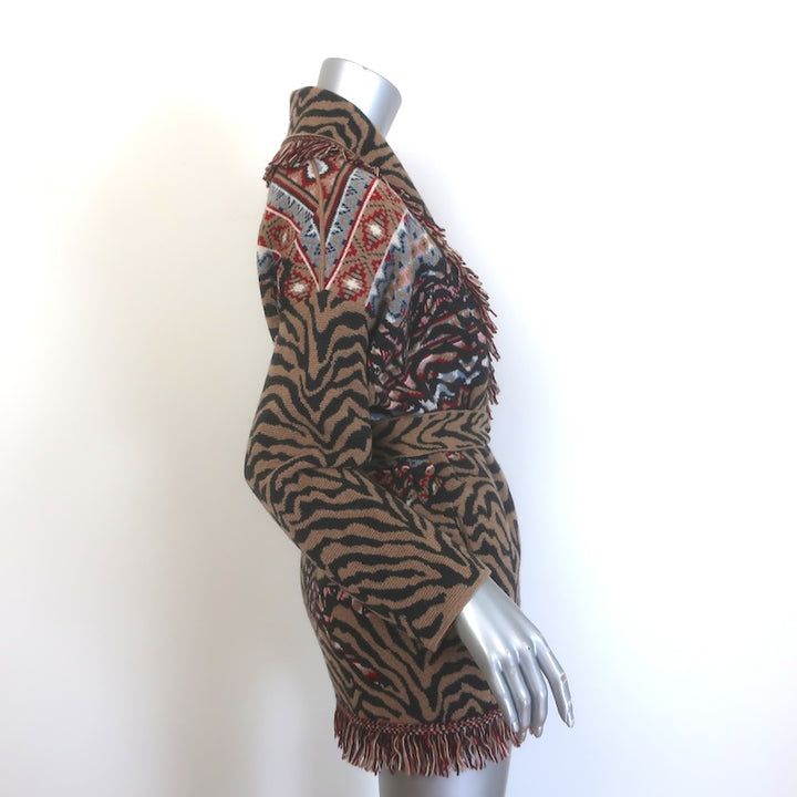 Alanui Fair Isle Animal Jacquard Belted Cardigan Brown/Multi Size Extra Small