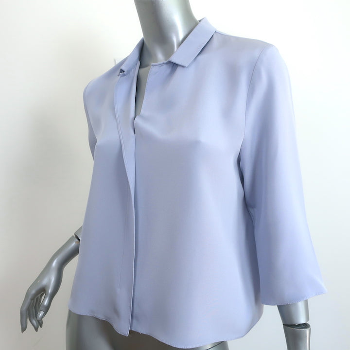 Peter Cohen Square Frolic Top Baby Blue Silk Size Small 3/4 Sleeve Blouse