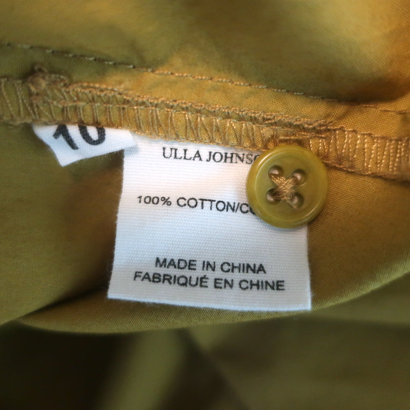 Ulla Johnson Agathe Puff Sleeve Tiered Midi Dress Tobacco Cotton Poplin Size 10