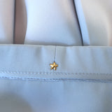 Peter Cohen Square Frolic Top Baby Blue Silk Size Small 3/4 Sleeve Blouse