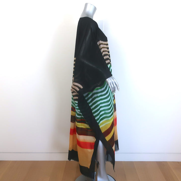 Dries Van Noten Len Lye Cartland Striped Kaftan Black/Multi Cotton One Size