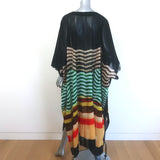 Dries Van Noten Len Lye Cartland Striped Kaftan Black/Multi Cotton One Size