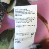 Dolce & Gabbana Fig Print Pussy Bow Blouse Pink Silk Size 44 Long Sleeve Top