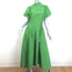 3.1 Phillip Lim Belted-Side Puff Sleeve Midi Dress Green Poplin Size 8