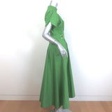3.1 Phillip Lim Belted-Side Puff Sleeve Midi Dress Green Poplin Size 8