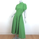 3.1 Phillip Lim Belted-Side Puff Sleeve Midi Dress Green Poplin Size 8