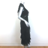 Jonathan Simkhai Tiered Ruffled Lace Cap Sleeve Midi Dress Black Size 10