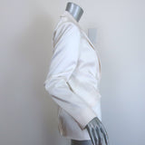 L'Agence satin one-button blazer in white, size 8, authentic pre-owned luxury designer jacket