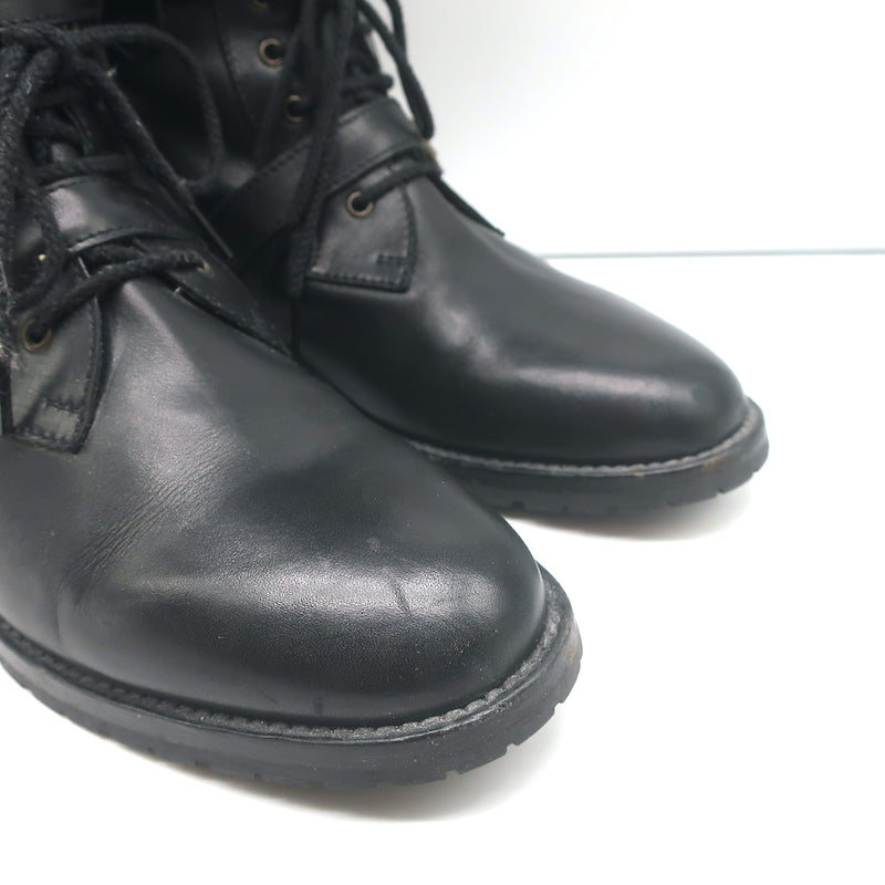 Manolo Blahnik Buckled Riding Boots Black Leather Size 38.5