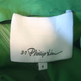 3.1 Phillip Lim Belted-Side Puff Sleeve Midi Dress Green Poplin Size 8