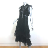 Jonathan Simkhai Tiered Ruffled Lace Cap Sleeve Midi Dress Black Size 10