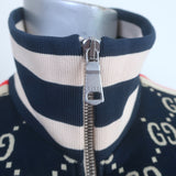 Gucci GG Jacquard Track Jacket Navy Cotton Knit Size Extra Large Unisex