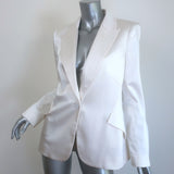 L'Agence Chamberlain satin blazer, white one-button jacket, size 8 — pre-owned authentic designer piece