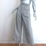 Nili Lotan Quentin Striped High-Rise Wide Leg Jeans Black/White Size 30