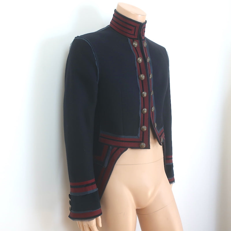 D&amp;G Dolce &amp; Gabbana Military Jacket Velvet-Trimmed Black Wool Size 48