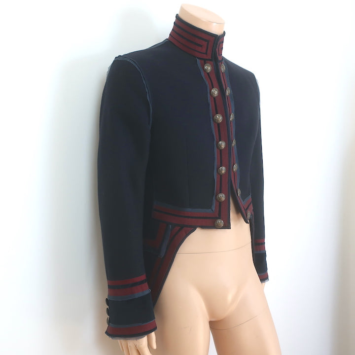 D&amp;G Dolce &amp; Gabbana Military Jacket Velvet-Trimmed Black Wool Size 48
