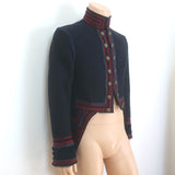 D&G Dolce & Gabbana Military Jacket Velvet-Trimmed Black Wool Size 48