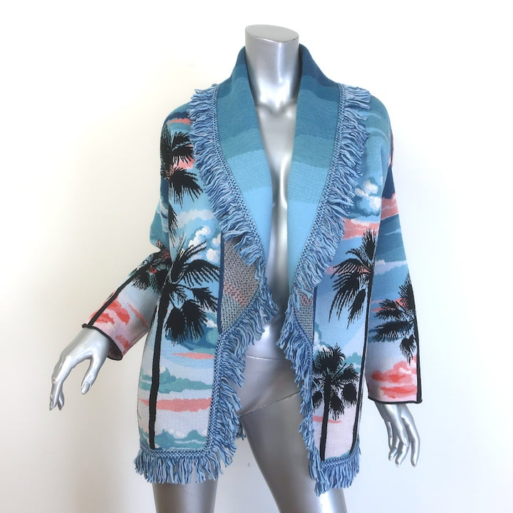 Alanui Hawaiian Sunset Belted Cardigan Blue Wool-Silk Size Extra Small