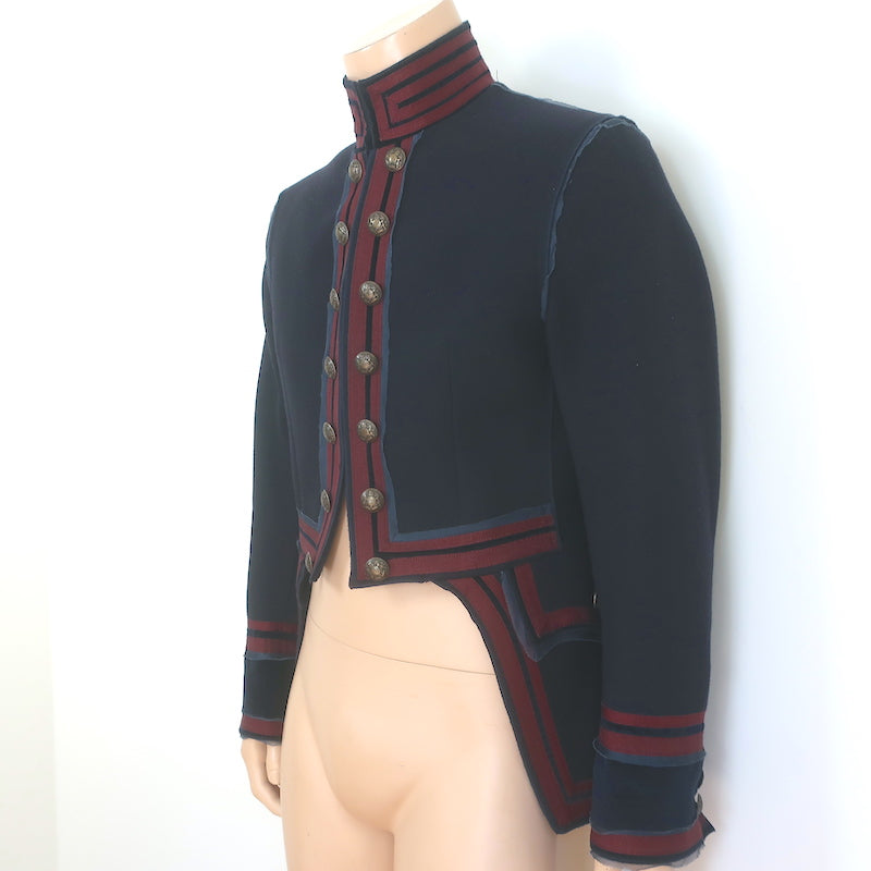D&amp;G Dolce &amp; Gabbana Military Jacket Velvet-Trimmed Black Wool Size 48