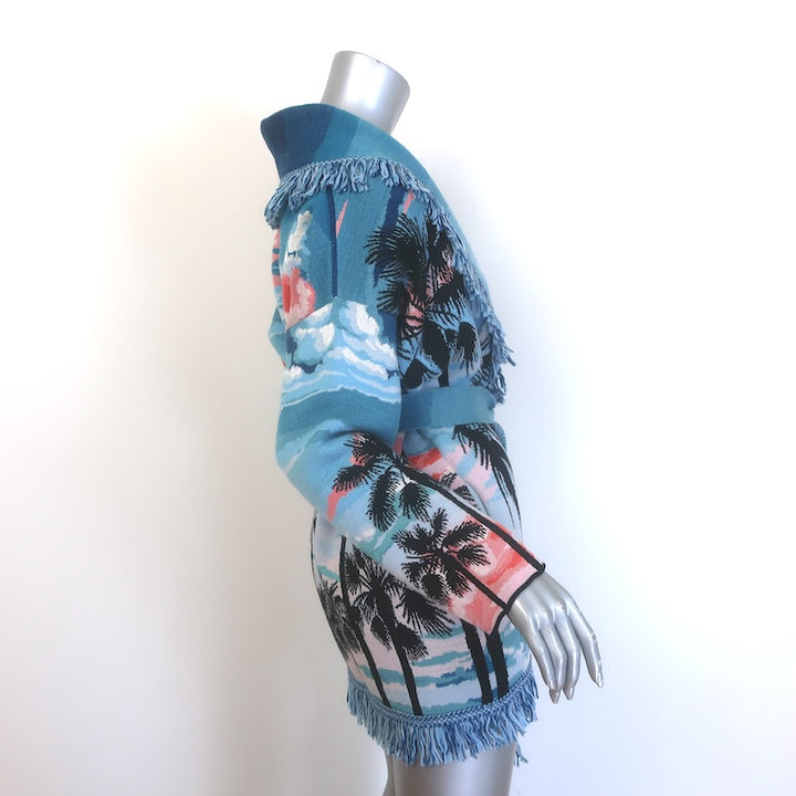 Alanui Hawaiian Sunset Belted Cardigan Blue Wool-Silk Size Extra Small