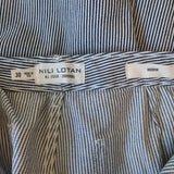 Nili Lotan Quentin Striped High-Rise Wide Leg Jeans Black/White Size 30