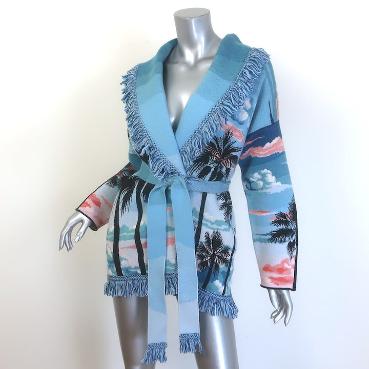 Alanui Hawaiian Sunset Belted Cardigan Blue Wool-Silk Size Extra Small